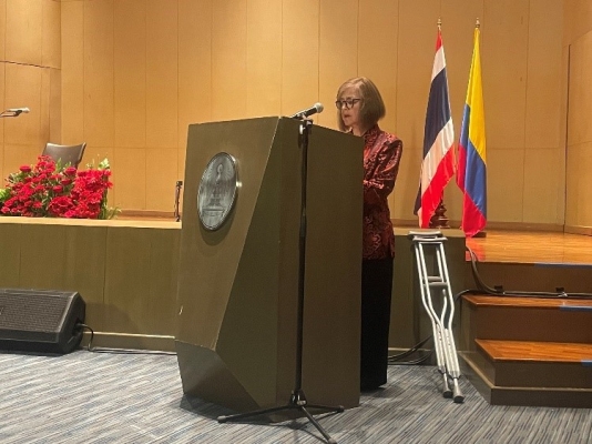 Ana María Prieto Abad, Embajadora de Colombia, durante su intervención en la apertura del evento. 